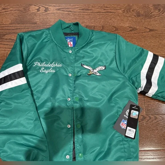 Philadelphia Eagles Jacket Youth 14-16 - Vintage Retro Kelly Green - Picture 2 of 7